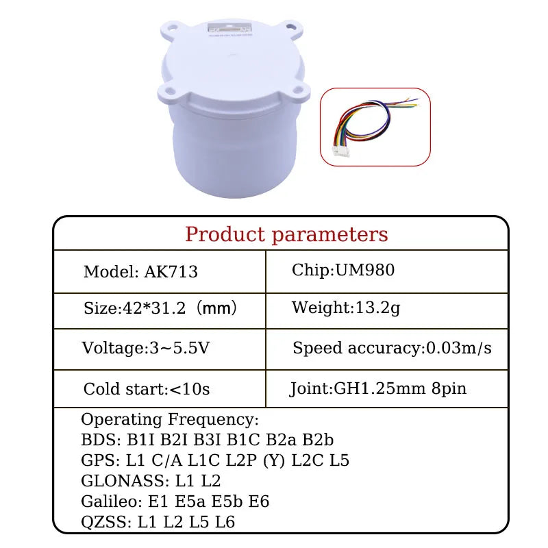 F9P/UM980/UM981/UM960/M20 GPS Antenna with Compass IST8310&RM3100 for Drone RTK Module Precision Agriculture Auto-Survey Mapping