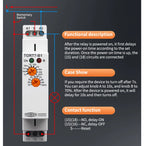 TOMZN TORT7 Series Delay-ON Delay-OFF 10in1 Asymmetric Cycler Time Relay Multi-function Timer Switch 0.1S-10D Pulse Interval