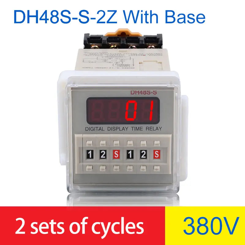 DH48S-S Time Delay Relay Switch DC24V 12V 0.1S-99H Digital LED Programmable With Base Timer Relay SPDT AC220V With Transformer