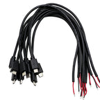  10Pcs Micro USB Male Plug 2 Pin Bare Wire Open End Power Cable Connector Pigtail Cord DIY Repair Power Charging Cable 22AWG