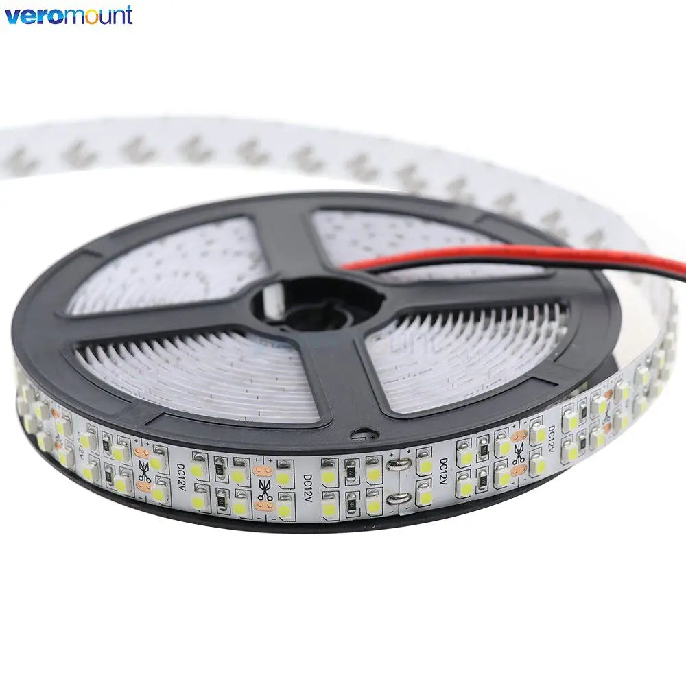 5m Double Row 2835 Flexible LED Strip 240leds/m 480leds/m Cool Warm White 4000K IP20 Non-Waterproof 1200/2400 SMDs 12V 24V DC