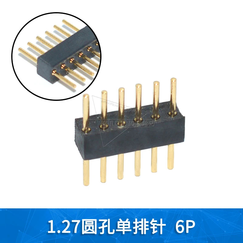 5Pcs 1.27mm Pitch Round Hole Pin Header Male Female Single Double Row Pin Gold Plated 2P 3P 4P-6Pin PCB Board Connector