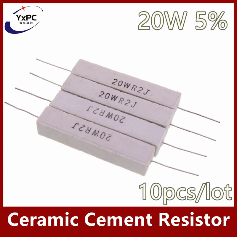 10pcs 20W 5% Cement Resistor Power Resistance 0.1 ~ 10K 0.1R 0.5R 10R 50R 0.22 0.33 0.5 1 2 5 8 10 20 30 50 100 1K 3.3K 4.7K ohm