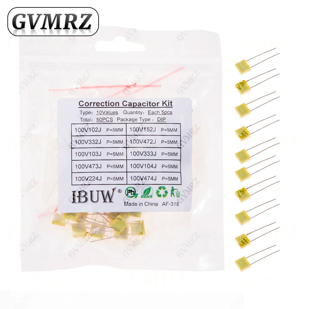 Polypropylene Safety Plastic Film kit 100nf 220nf 10nf 47nf 22nf 1nf 0.47uf 0.1uf 330nf Correction capacitor