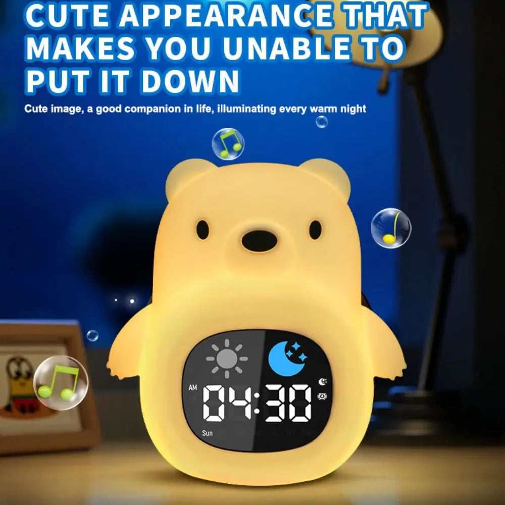 Animal-Shape Alarm Clock Light Adjustable Pat Control Touch Night Light Small Ornaments Home Decor Sleep Training Clock Toddler