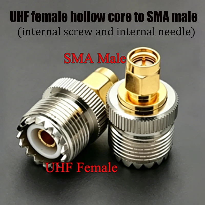 SMA to UHF PL259 SO239 RF Coaxial Adapter Converter Kit 50 Ohm Low Loss Connector for Amateur Radio WiFi/Antenna/Signal Booster
