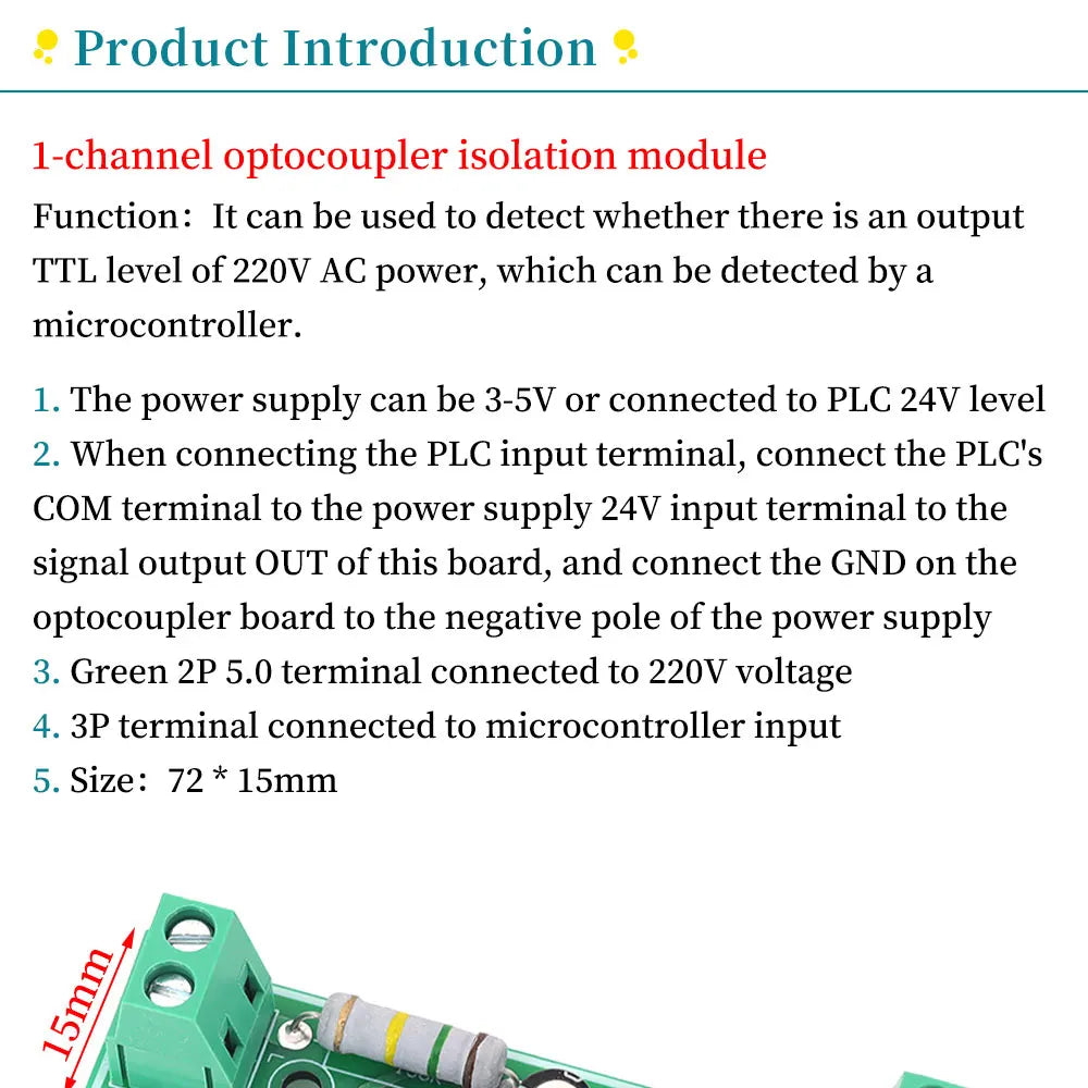 1/2/3/4/8-Bit AC 220V Optocoupler Isolation Module Voltage Detect Board Adaptive 3-5V For PLC Isolamento Fotoaccoppiatore Module
