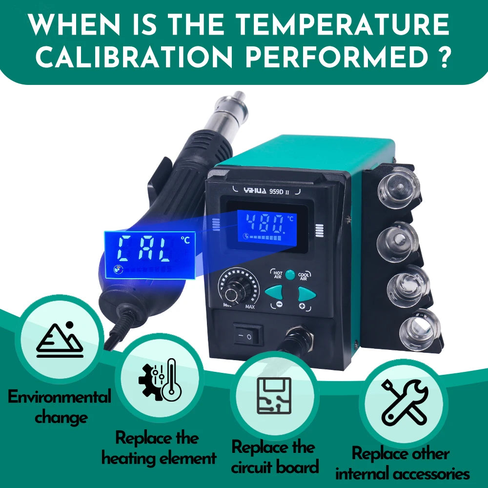 YIHUA 959D-II 700W Easy Plug-pull Nozzles Hot Air Gun Rework Soldering Station Phone Repair Welding Tools