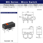 Mini Micro Limit Switch C NO NC 3 Pins PCB Terminals SPDT 1A 125V Roller Arc Lever Snap Action Push Micro Mouse Switches