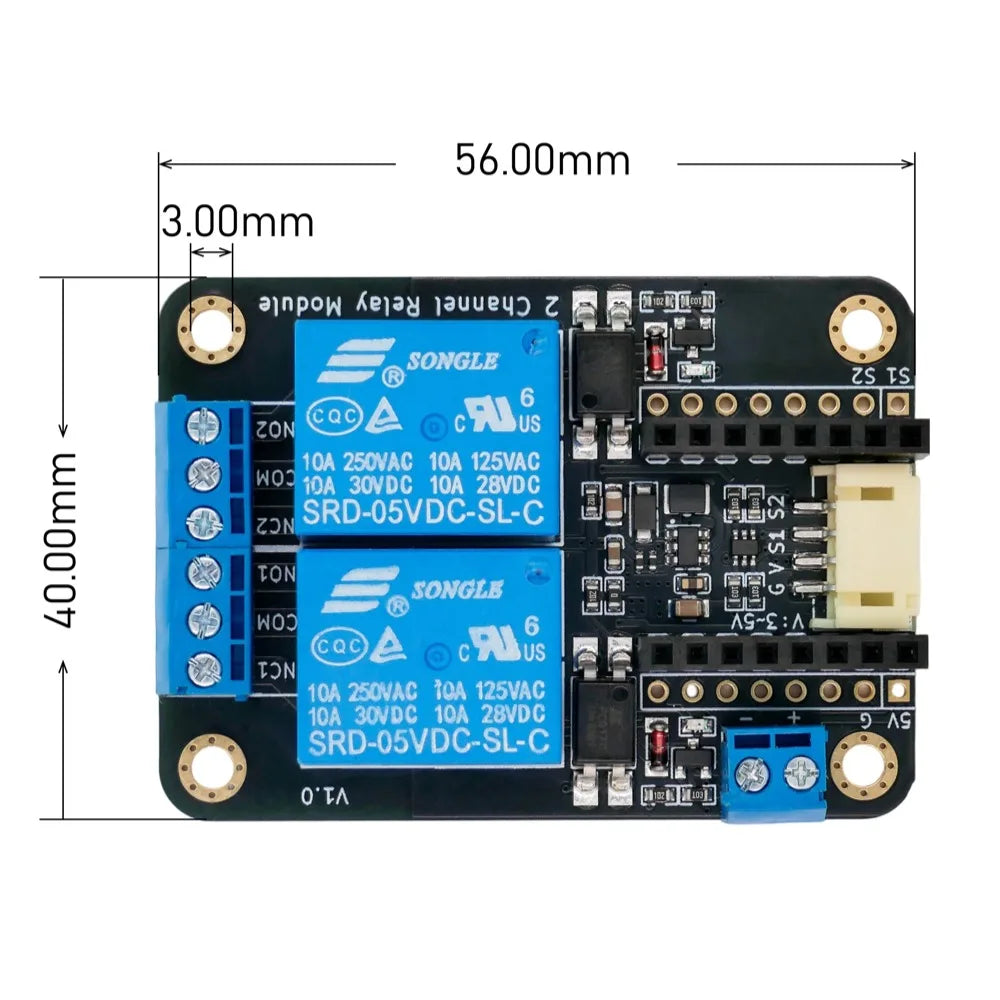 2 Channel DC 5V Relay Module Low Level Trigger with Optocoupler Isolation Smart Home Control Board Compatible with Arduino ESP32
