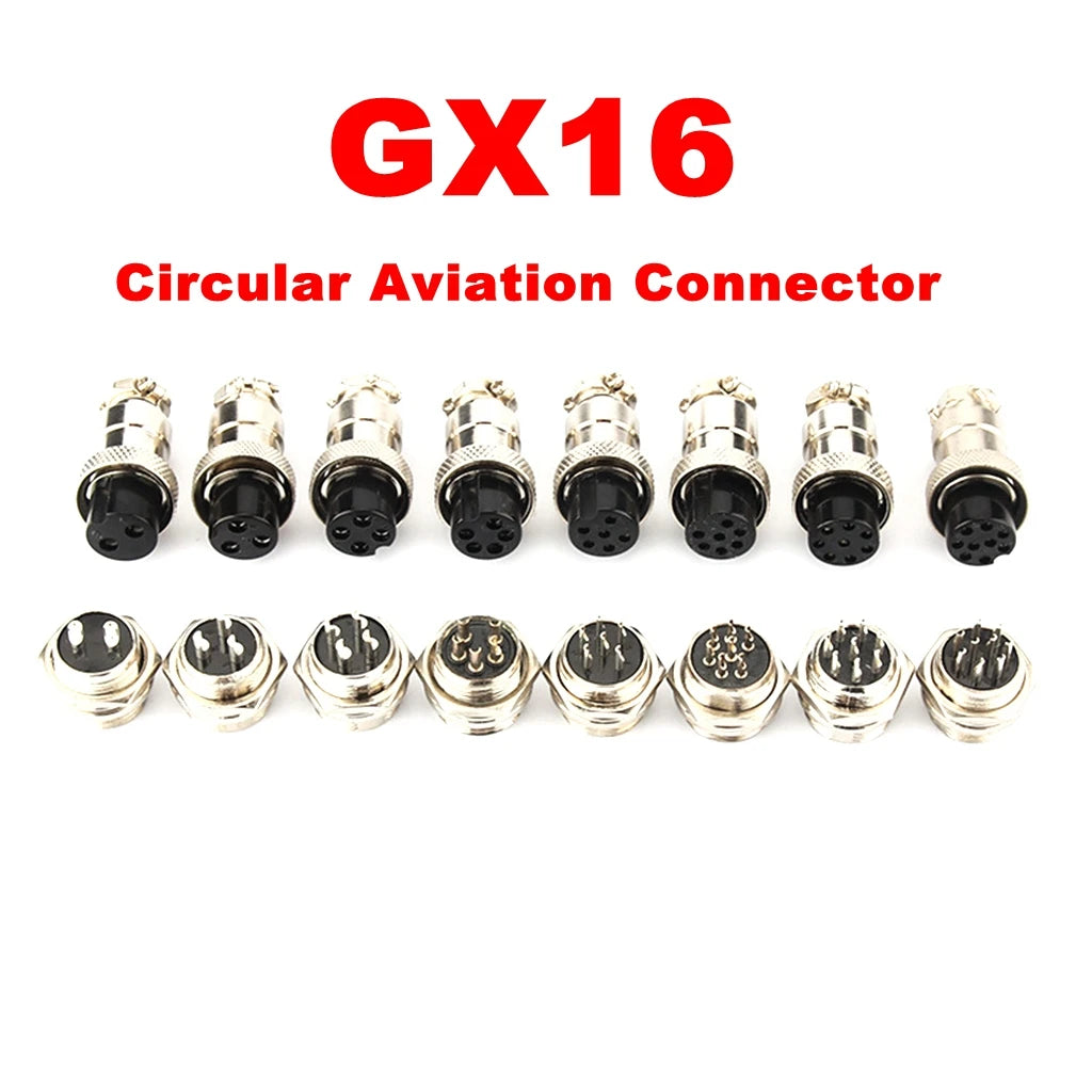 1 Set 5/8' GX16-2/3/4/5/6/7/8/9/10 Pin Male Female 16mm Wire M16 GX16 Circular Aviation Connector Socket Plug Metal