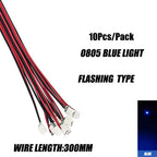 10Pcs/bag 0805 FLASHING SMD Lamp Wired Micro Litz Led Pre-Soldered Chip Wired 30cm 3V Railway DIY Model Toy Light Wires