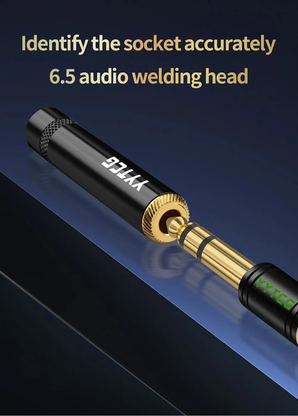 YYTCG 6.35mm female audio cable Welded Plug 6.5 Three core single stereo extension connector 1Pcs