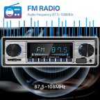 Hippcron Car Radio 1 Din Car MP3 Stereo Audio Player Bluetooth FM Receiver Support AUX/USB 12V Universal