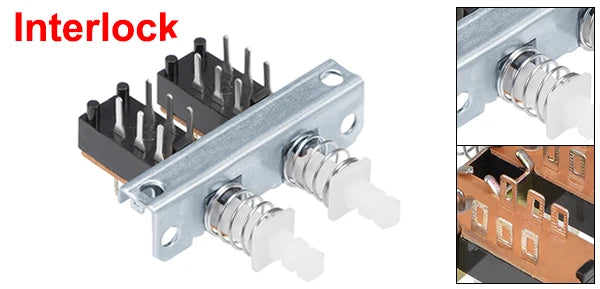 1Pc Interlock/Latching Push Button Switch Piano Type 6/12/18/24Pin 1/2/3/4/5/6/7/8 Row Straight Through Hole Straight Key Switch