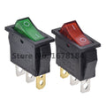 100 pcs/lot 3 Pin 16A 250V Green/RED Button Light Rocker Switch KCD3-101N KCD2 On Off Rocker Power Switches