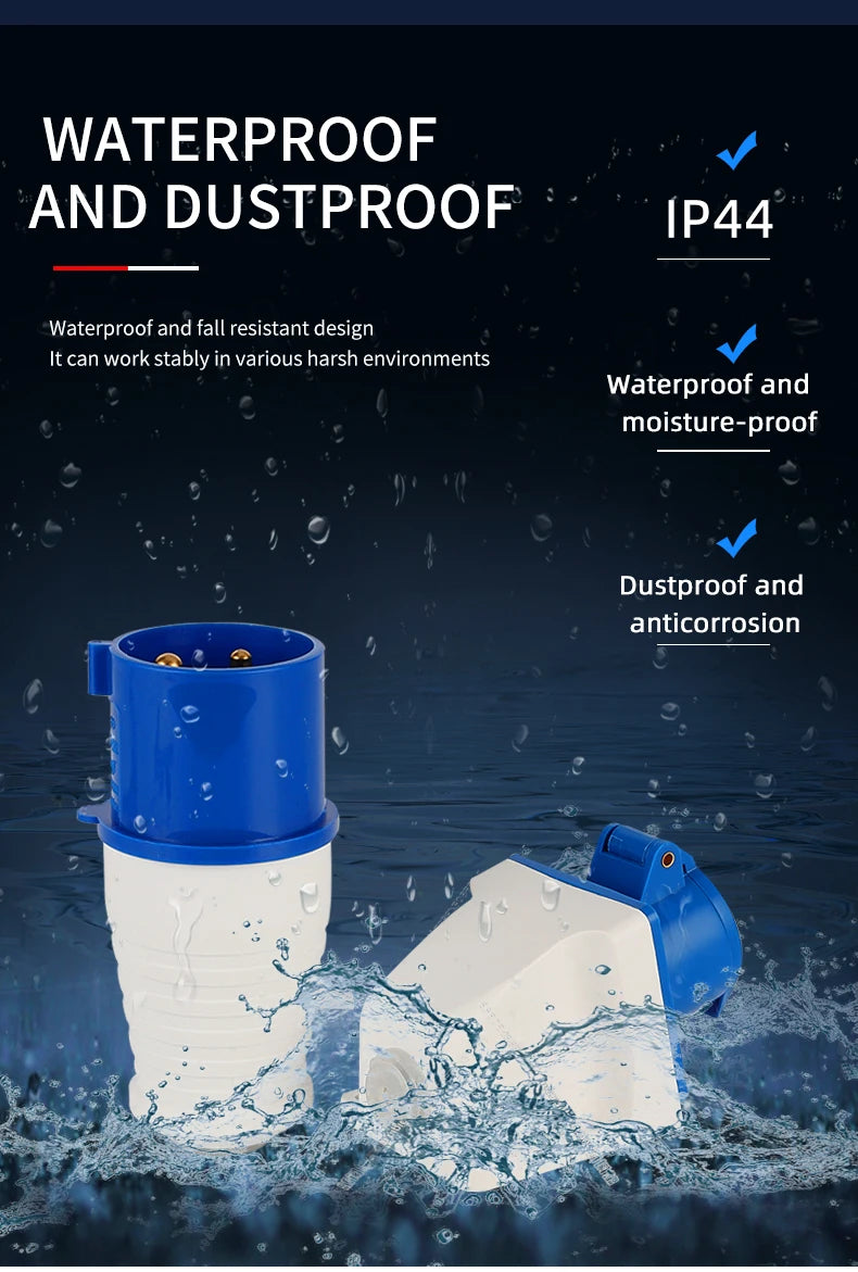 1 PCS 32A Aviation Industry Plug Socket Connector 3P/4P/5P IP44 Waterproof Surface Installation Wireless Concealed Installation