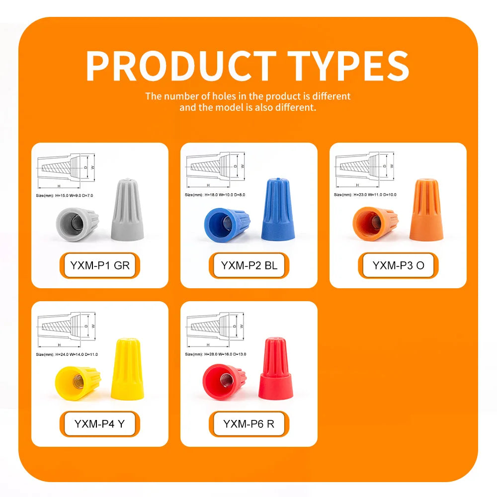 DIY GO 200PCS Quick Wire Connector Screw Cap Terminals, Electrical Equipment Connectors, Wire Connector Terminals, AWG 22-10