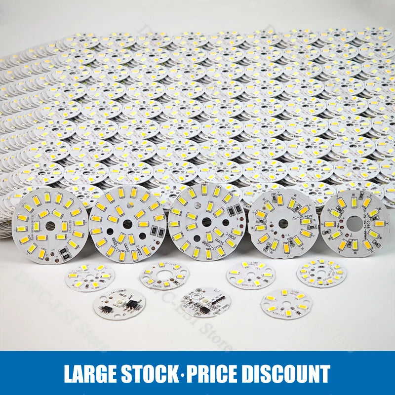 3/5/10PCS Round LED Light Board DC 5V 3W Low Voltage 5730 2835 SMD LEDs 3000K Warm or White 6000K Dimmable Bulb Lamp Panel