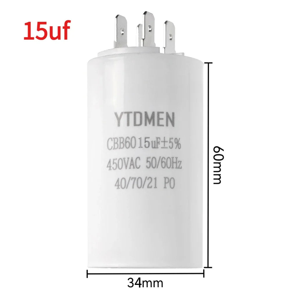 CBB60 450VAC 4~60μF ±5% 4-Pin Double Insert Motor Run Capacitor for Air Conditioner/Refrigerator/Pump，50/60Hz