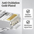 10/50/100Pcs Pass Through RJ45 Cat6 Shielded Connectors Crystal End Gold-Plated 8P8C Crimp UTP Ethernet Modular Plug