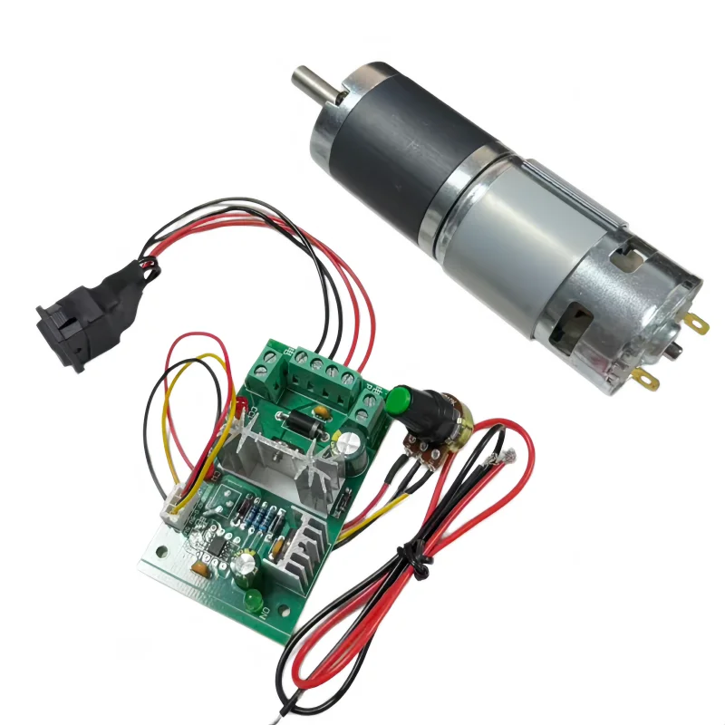 With the controller PGM42-775, this DC gear reducer motor offers adjustable forward and reverse rotation and has a high torque.