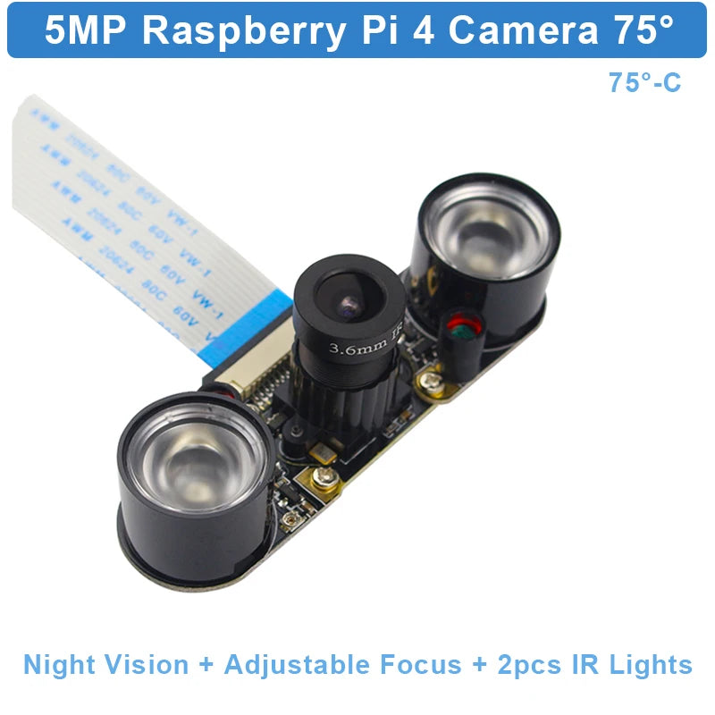 Raspberry Pi 5MP Camera OV5647 1080P Optional Wide Angle Night Vision IR-CUT Fisheye Webcam for Raspberry Pi 4 Model B 3B Plus