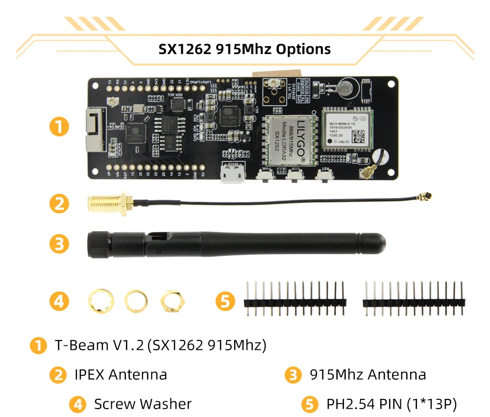 TTGO T-Beam V1.2 ESP32 NEO-M8N Development Board GNSS LoRa SX1262 433Mhz 915Mhz Wireless Modules for WiFi Projects