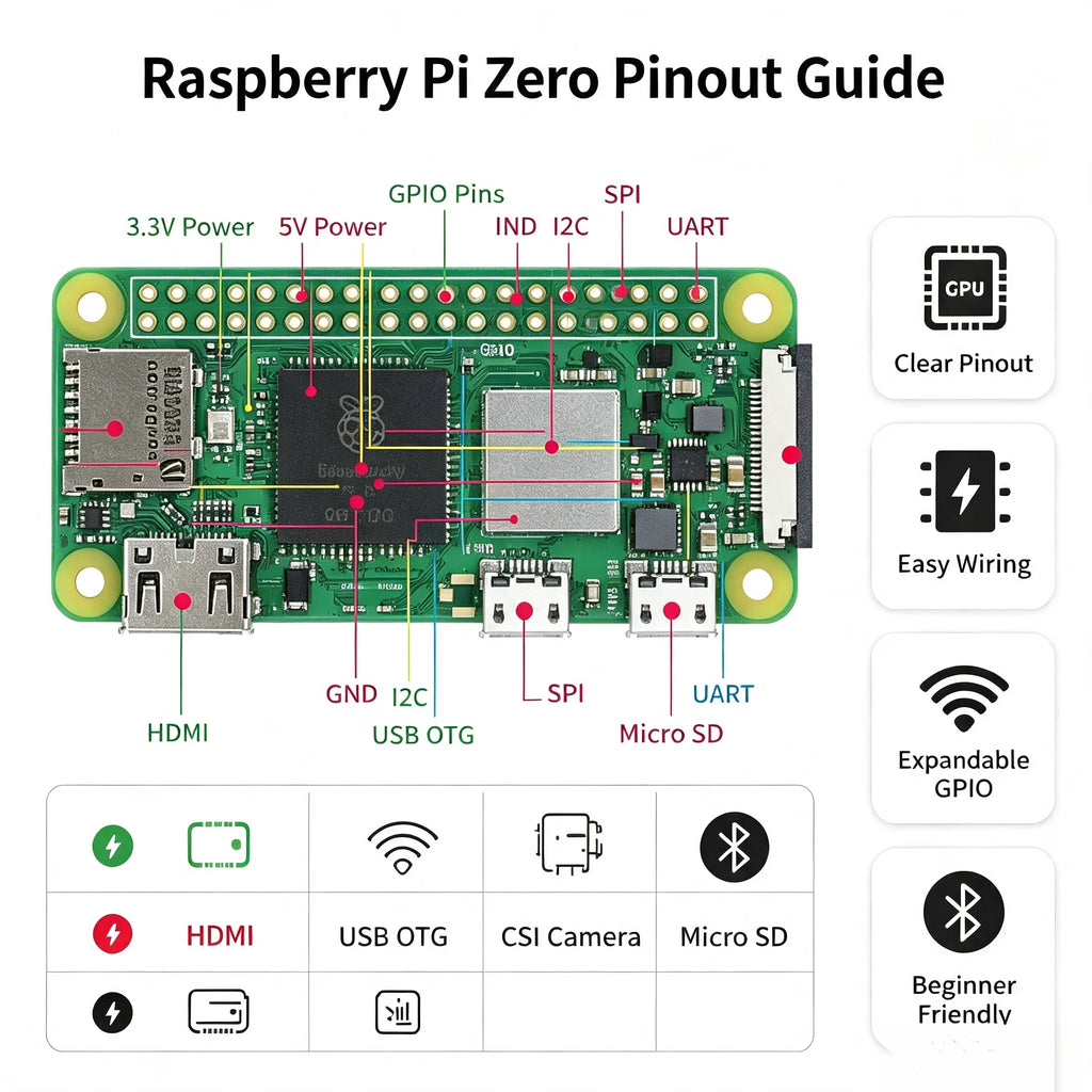 Raspberry Pi Zero /Zero W/Zero 2W Development Board 1GHz CPU 512MB RAM WiFi Bluetooth Mini HDMI USB OTG GPIO DIY IoT Starter Kit