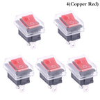 5Pcs Black Push Button Mini Switch 2Pin Snap-in On/Off Rocker Switch With Waterproof Cover