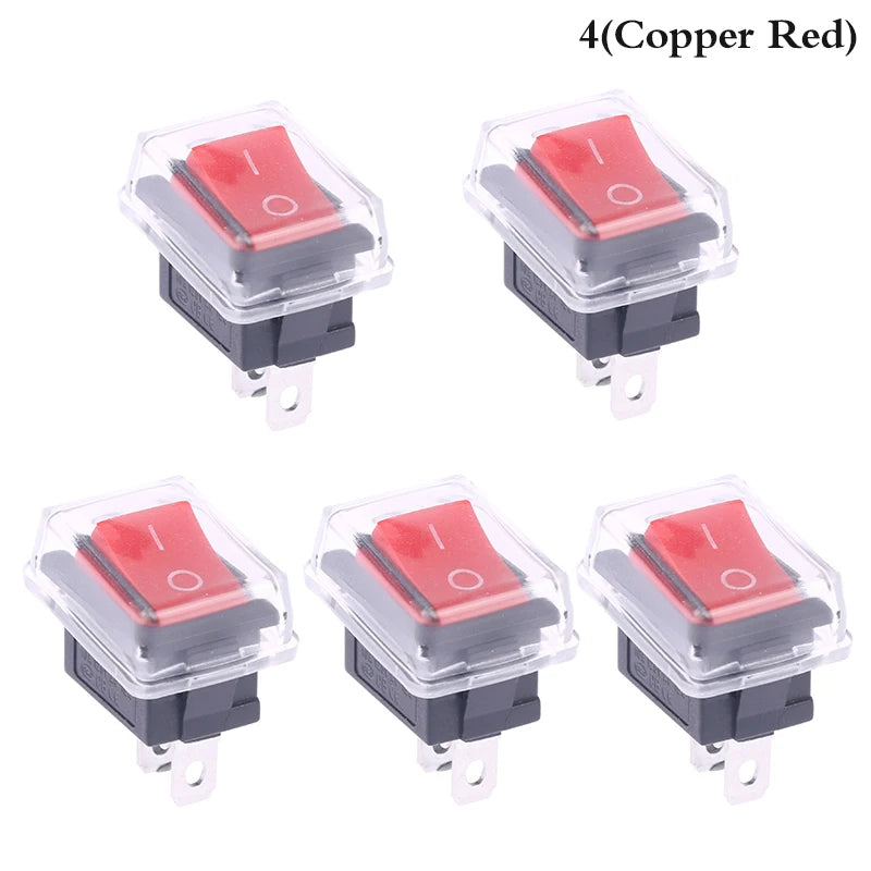 5Pcs Black Push Button Mini Switch 2Pin Snap-in On/Off Rocker Switch With Waterproof Cover