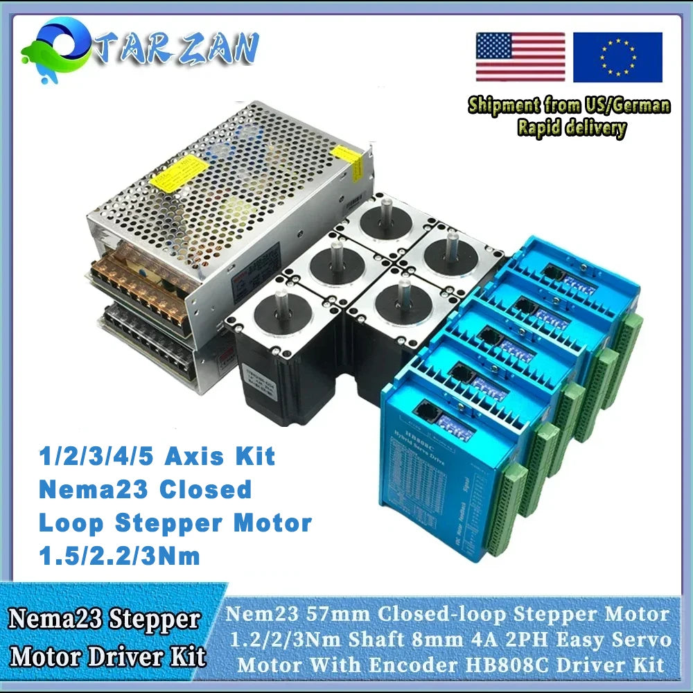 1/2/3/4/5 Axis Kit Nema23 Closed Loop Stepper Motor 1.2Nm/2Nm/3 Nm DC Hybird Servo With Encoder Motor Drive Kit  For CNC