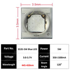 2-5pcs 3W 5W LED 3535 Ceramic SMD XPG2 High Power Chip 3-3.6V Royal Blue 450nm Green 520nm Red 620nm2-2.4V 1500mA For Flashlight