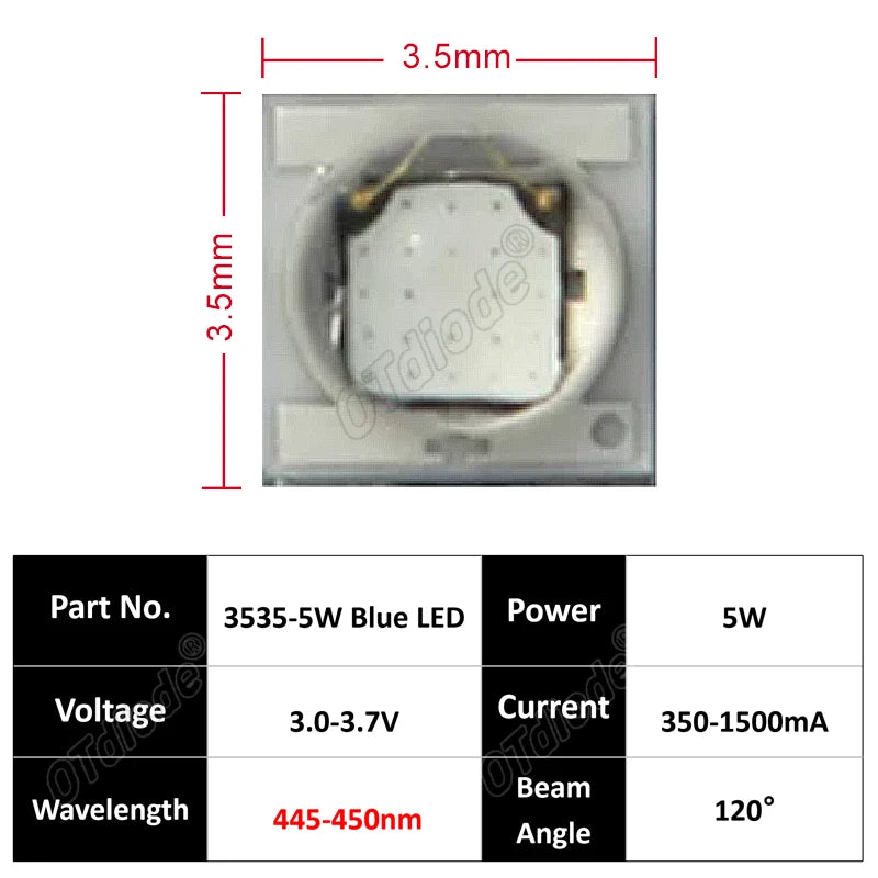 2-5pcs 3W 5W LED 3535 Ceramic SMD XPG2 High Power Chip 3-3.6V Royal Blue 450nm Green 520nm Red 620nm2-2.4V 1500mA For Flashlight