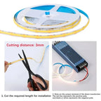 12V 24V COB LED Strip Linear Tape Light Ultra Thin with Power Transformer 2Pin Wire for Home Cabinet Engineering Decor 1 Set