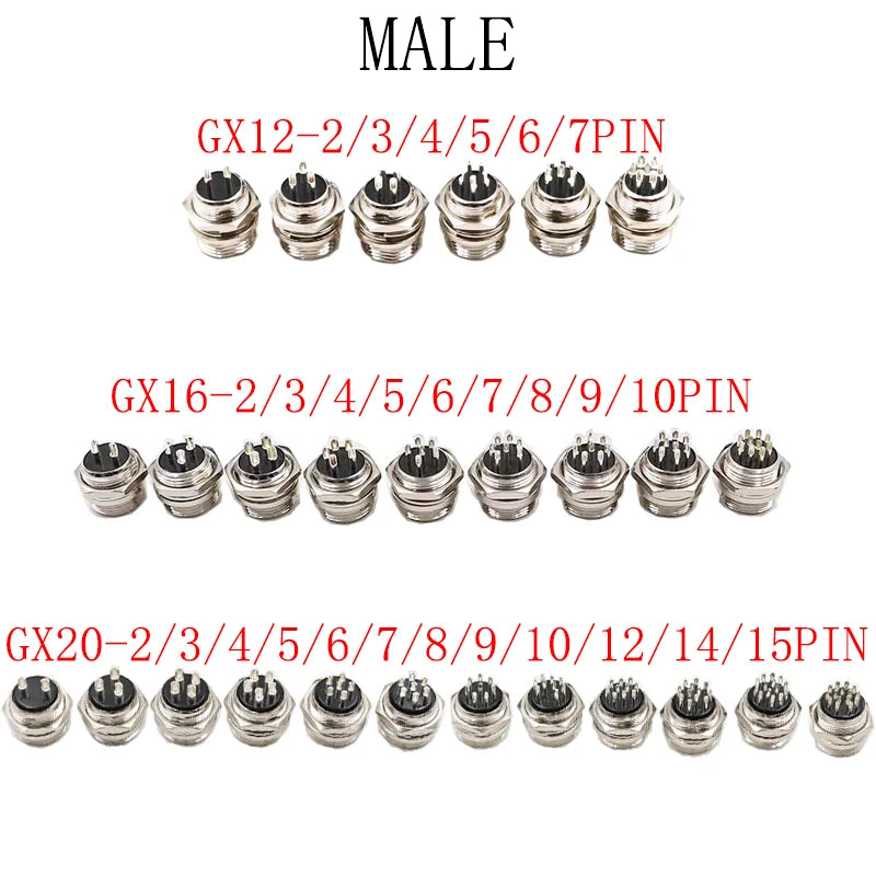 GX12/GX16/GX20 Female Connector 2/3/4/5/6/7/8/9/10/12/14/15Pin Wire Panel Connector Aviation Plug Circular Socket