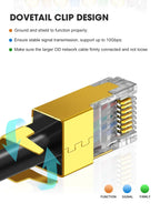 ZoeRax CAT8 CAT7 CAT6A Connector, Non-Pass Through RJ45 Connectors, 3-Prong 50μ Gold Plated with Strain Relief Boots