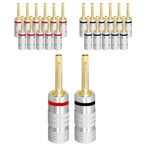 Musical Sound 24K Gold Plated Speaker Plugs Audio Banana Connector for Speaker Wire Open Screw Type Hifi Banana Plugs