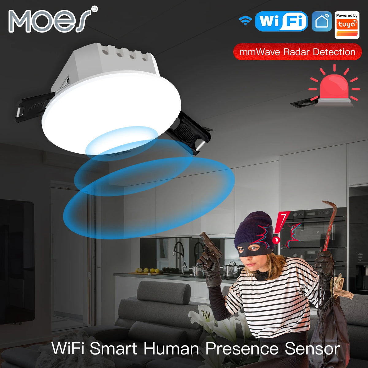 Tuya Smart ZigBee/WiFi Human Presence Detector Radar Detection Sensor Photometric 2 in 1 Function Smart Life Ceiling PIR Hub