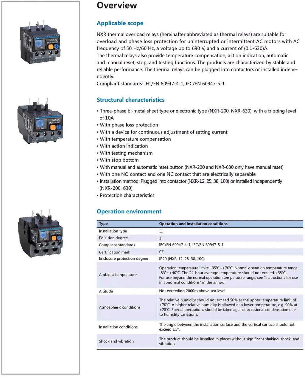 CHNT CHINT Relay NXR-100 30A-40A 37A-50A 48A-65A 63A-80A 80A-100A Thermal Overload Relay for NXC series AC Contactor