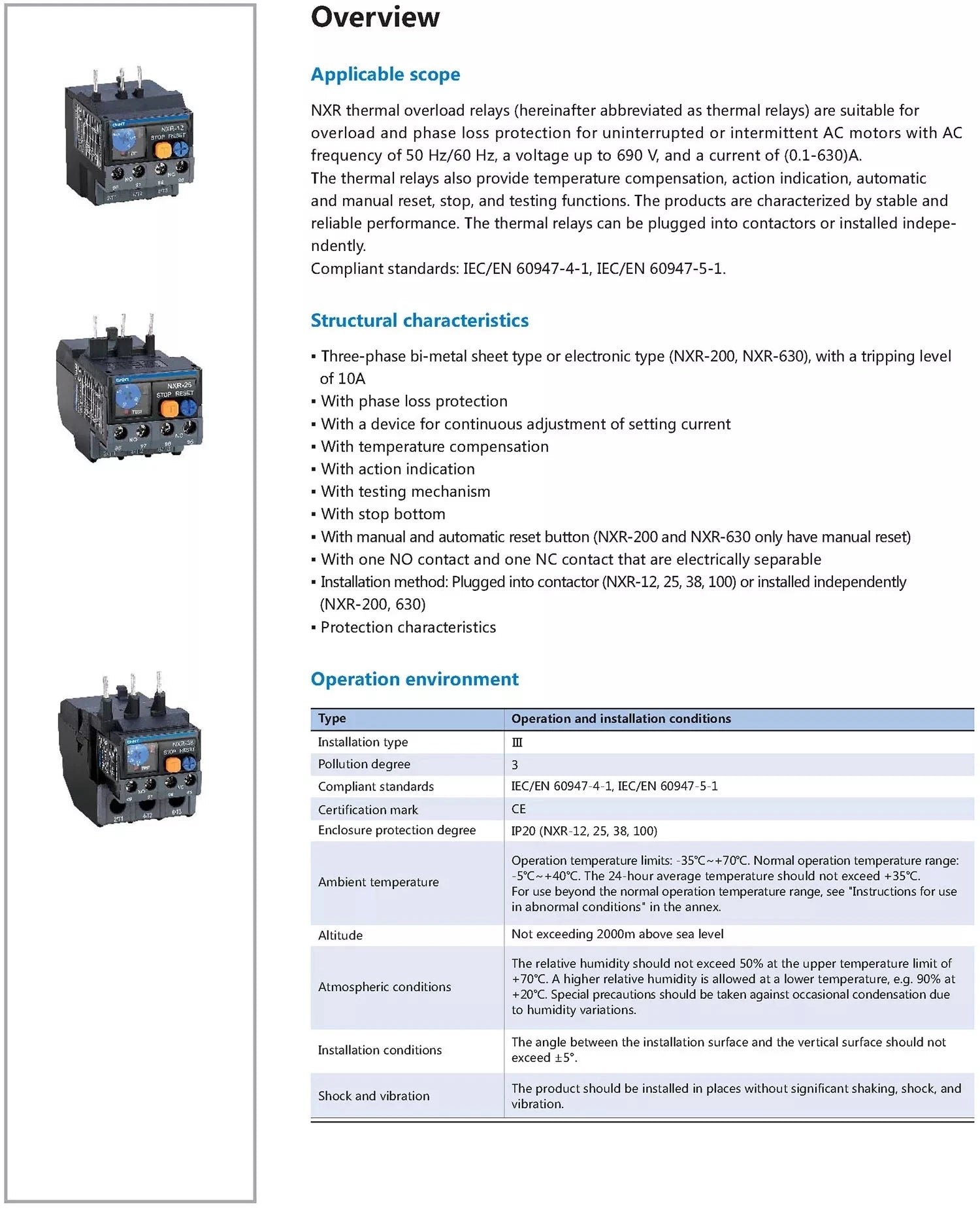 CHNT CHINT Relay NXR-100 30A-40A 37A-50A 48A-65A 63A-80A 80A-100A Thermal Overload Relay for NXC series AC Contactor