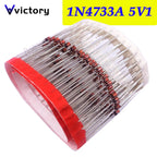 100PCS Zener Diode 1W 5.1V 1N4733A 5V1 1N4733 DO-41 1W Zener Diode