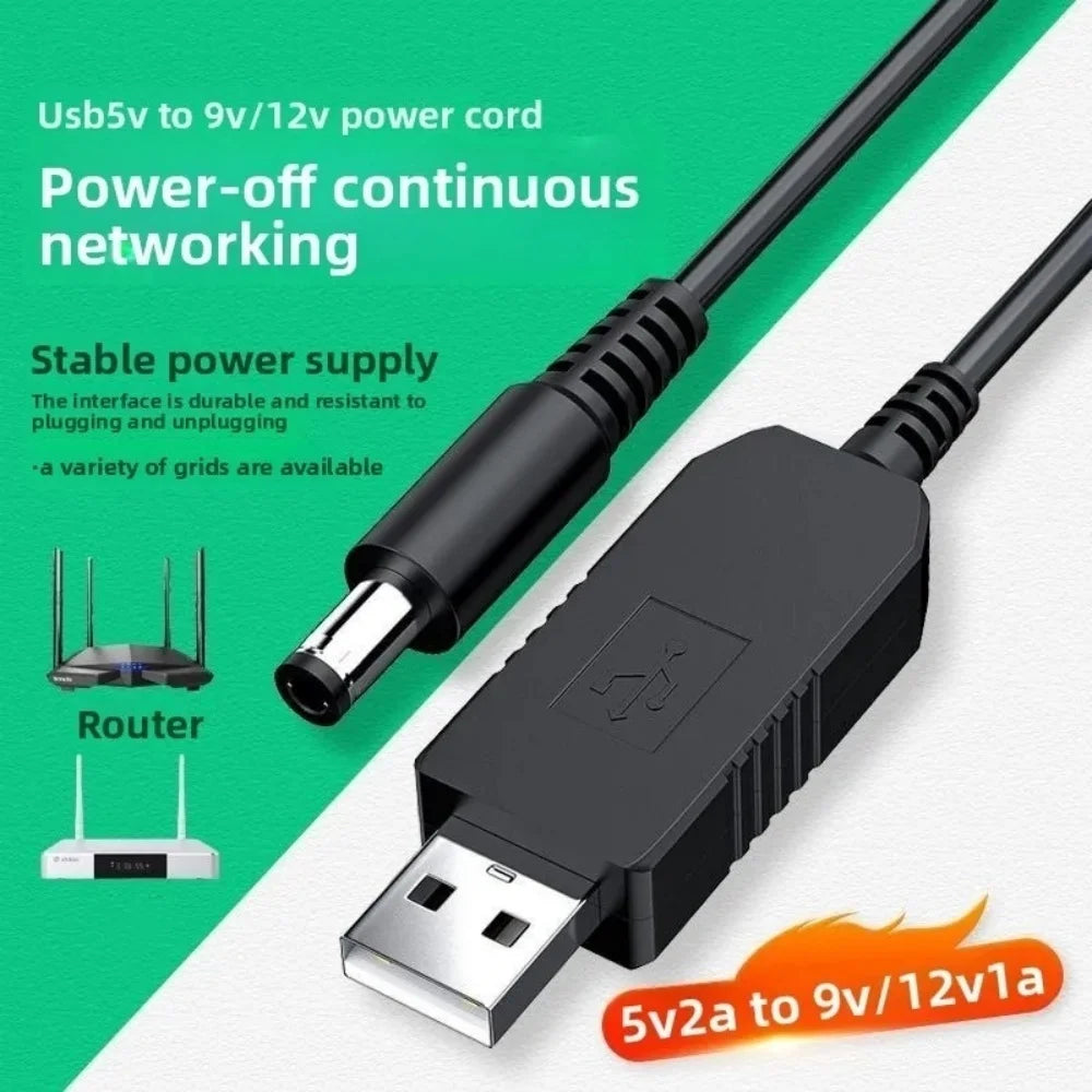 5.5x2.1mm USB DC 5V to 12V 9V Step Up Boost Power Cable for Router Modem WiFi Fan Adapter Converter via Power Bank
