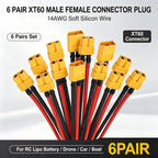 XT60 Male Female Connector Plug with 14 AWG Soft Silicon Wire 100mm Extension Cord for RC Lipo Battery FPV Drone Expand 4-6pair