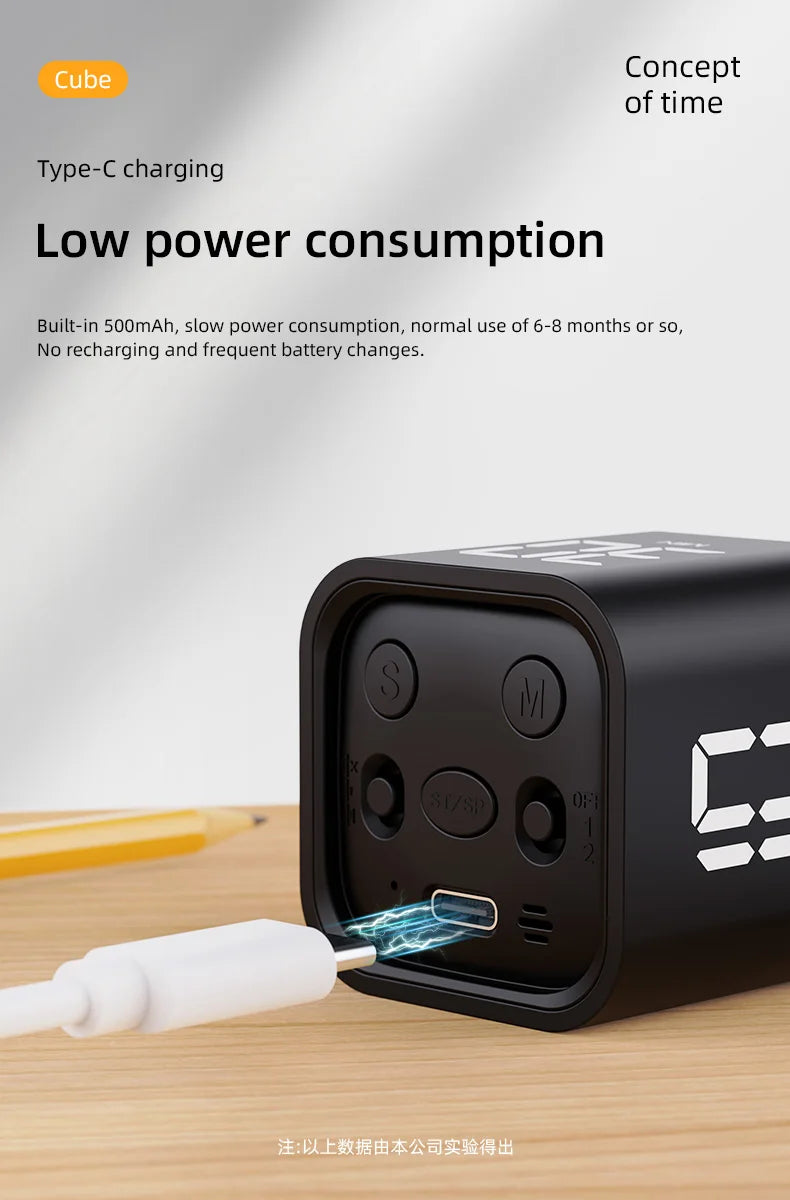 Adjustable Cube Timer - 5/10/30/60 Minute Countdowns, Settings - Pause, Resume, Silent, Vibrate & Sound Alarm for Work, Study
