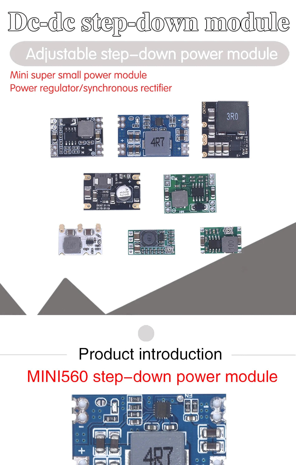 3A 5A 8A DC-DC Buck Step-down Power Supply Module 5V-12V 24V to 5V 3.3V 9V 12V Fixed Output High-Current MINI560