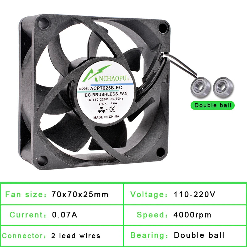 60mm 70mm 80mm 92mm 120mm 140mm Fan EC Brushless Cooling Fan AC 110V 120V 220V 240V for Cabinet Frequency Converter