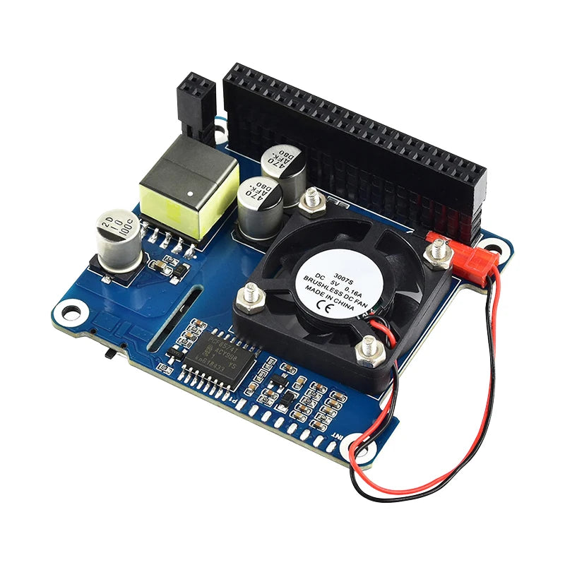 Raspberry Pi Power Over Ethernet Expansion Board PoE HAT 802.3af With Cooling Fan Temperature OLED For Raspberry Pi 3B+ 4B
