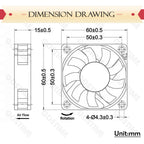 Gdstime 60MM 6015 12V 24V Axial Fan 5V USB PC Case Fan Ball DC Brushless Fan 2PIN 60x60x15MM 3D Printer Cooling Fan CPU Cooler