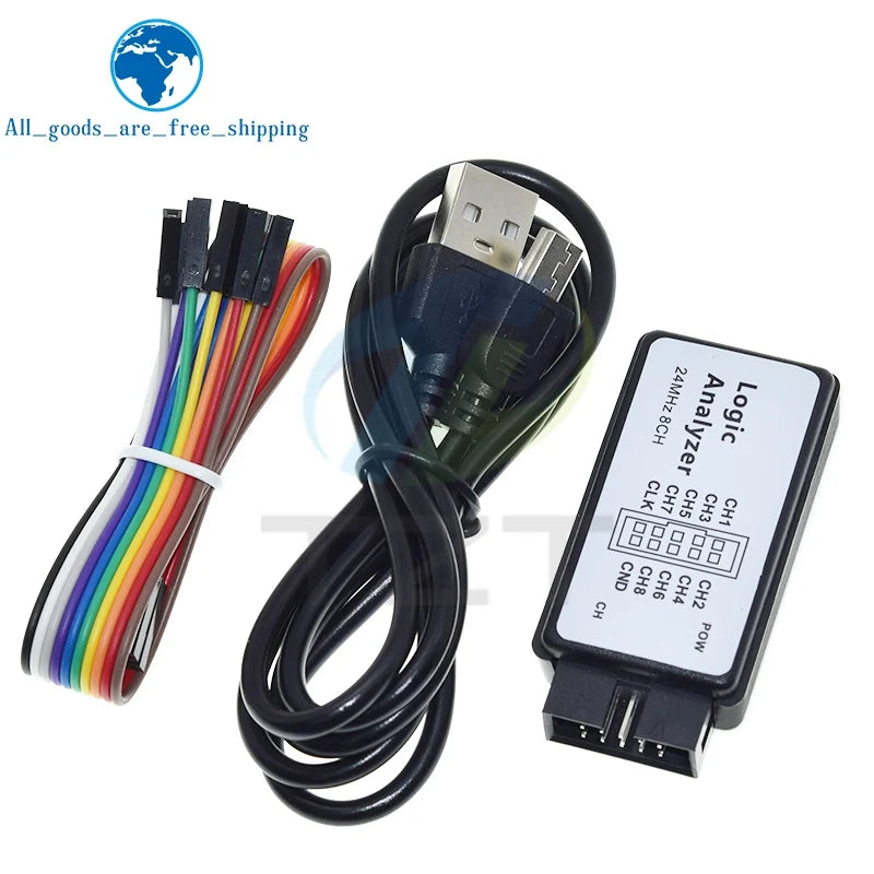 TZT 1/3pcs USB Logic Analyzer 24MHz 8 Channel 24M/seconds Logic Analyzer Debugger For ARM FPGA Logic Analyzer Logic 24M 8CH